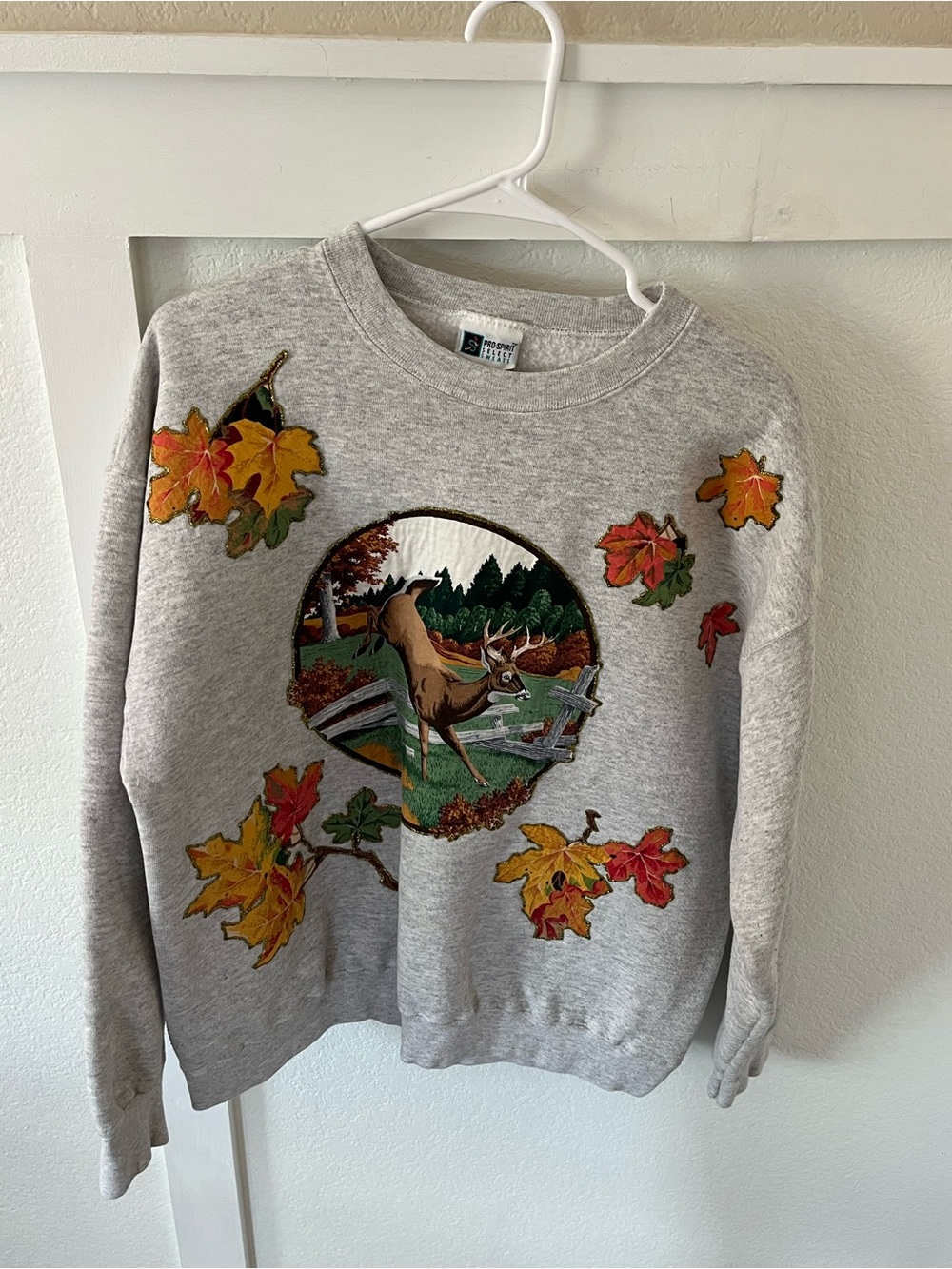 Vintage Pro-Sport Autumn Deer Women's XL Crewneck Handmade Sweatshirt.